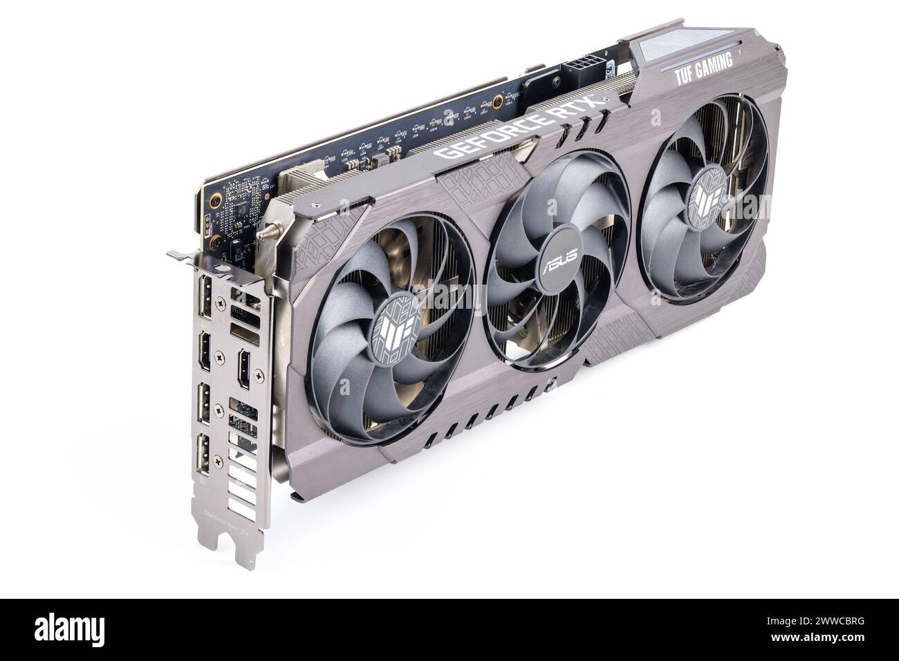 Scheda grafica NVIDIA RTX 3060 OC 12g TUF Gaming su sfondo bianco Foto Stock