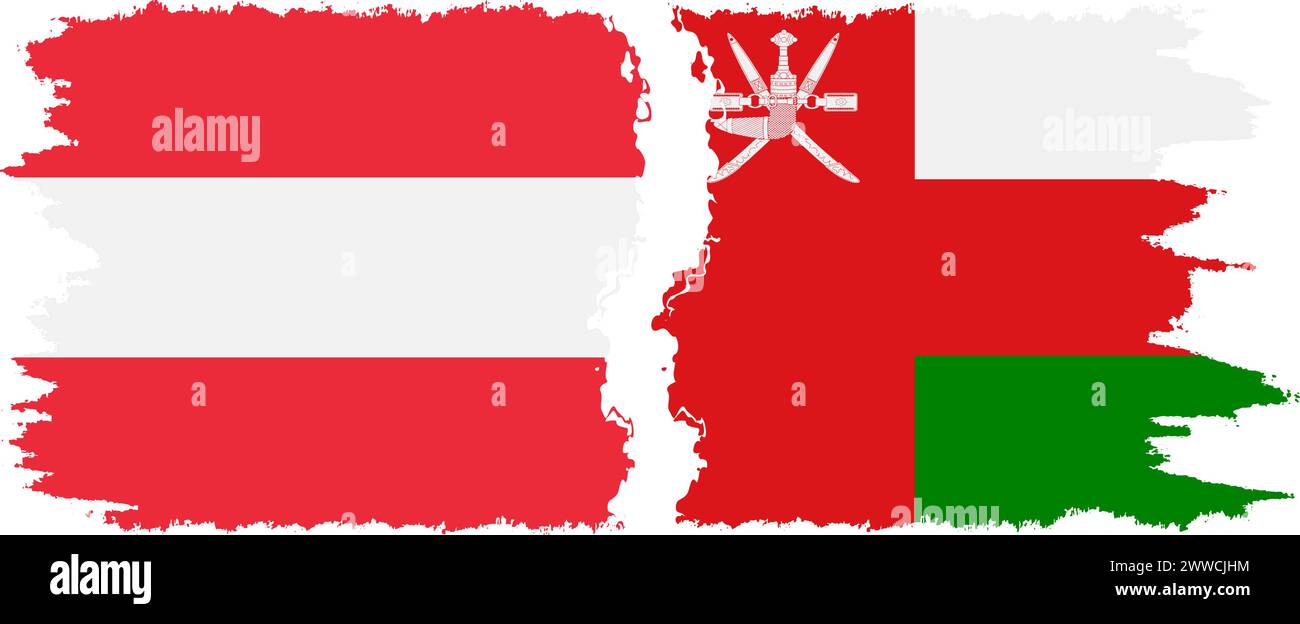 Oman e Austria grunge bandiere connessione, vettore Illustrazione Vettoriale