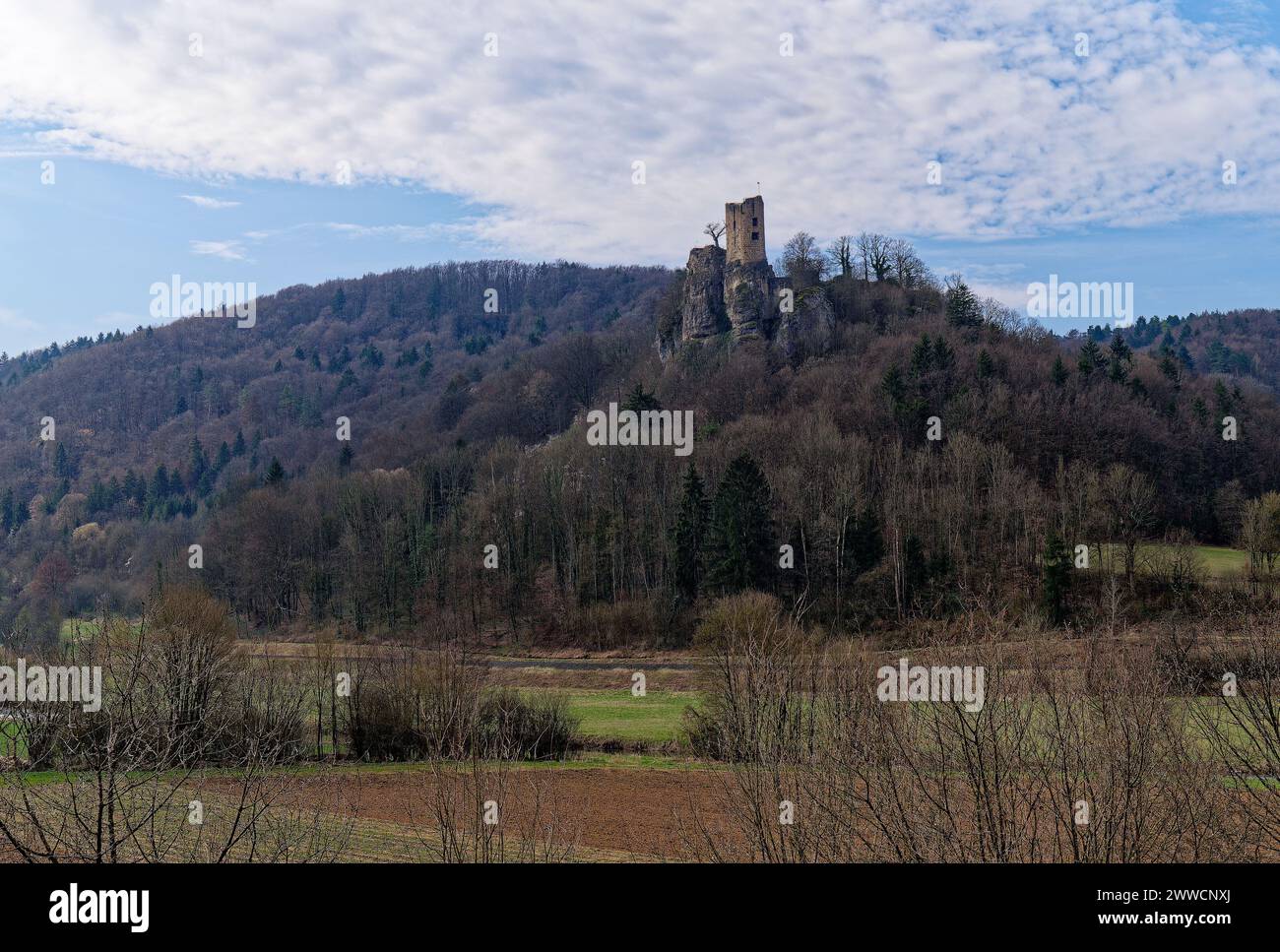 Die bekannte Burgruine 'Neideck', ein Wahrzeichen der Fränkischen Schweiz Foto Stock