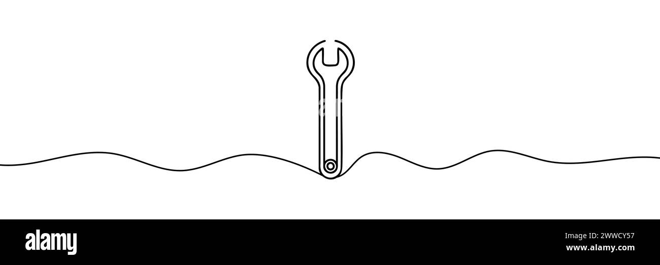 la chiave viene tracciata su una linea. Illustrazione vettoriale. Illustrazione Vettoriale