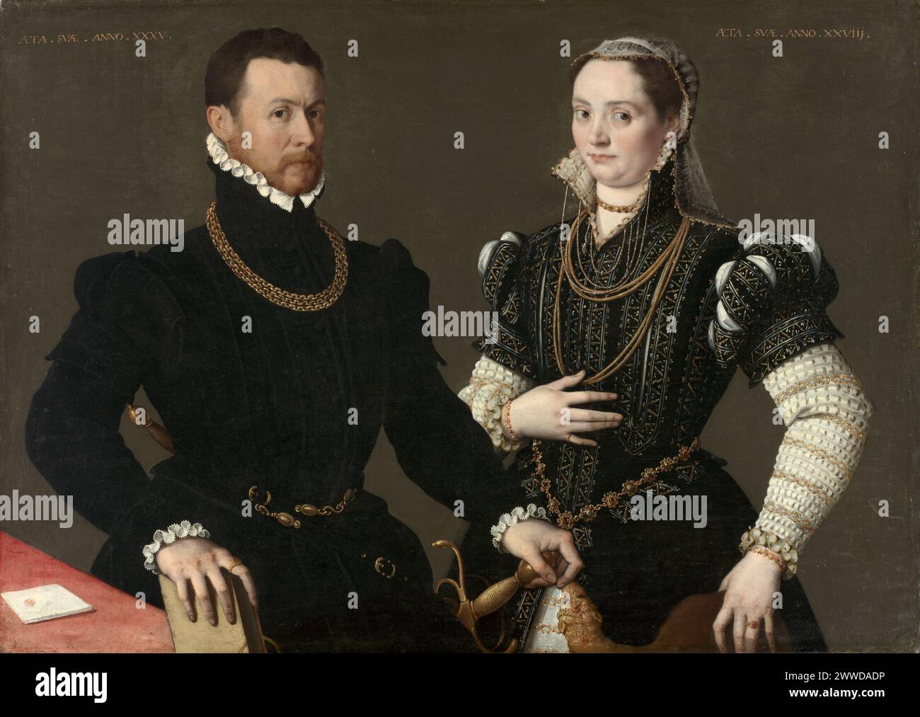 Ritratto di una coppia di un artista sconosciuto. Nord Italia. c. 1580-88. Foto Stock