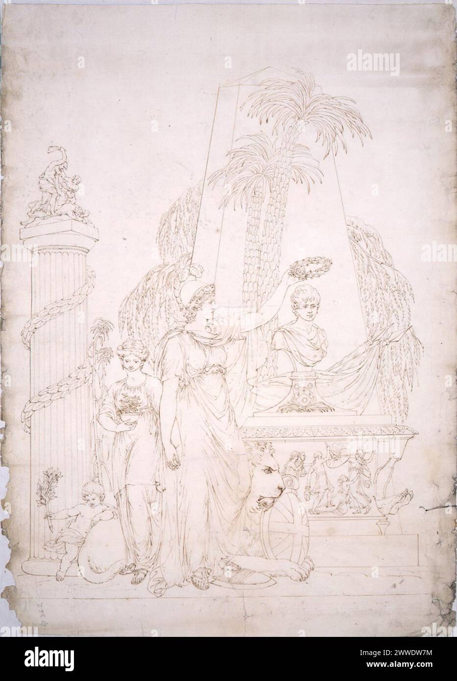 Disegno dello scultore John Bacon per un memoriale pianificato al generale Dundas nella Cattedrale di St Paul, Londra, datato 1798. L'opera rappresenta una scultura commemorativa dell'epoca georgiana. Riferimento catalogo: Monumentale. Foto Stock