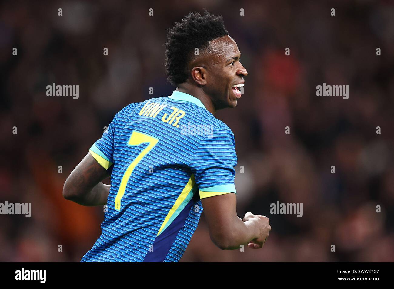 Londra, Regno Unito. 23 marzo 2024. Vinicius Junior del Brasile durante l'amichevole internazionale tra Inghilterra e Brasile allo stadio di Wembley il 23 marzo 2024 a Londra, Inghilterra. (Foto di Daniel Chesterton/phcimages.com) credito: PHC Images Ltd/Alamy Live News Foto Stock