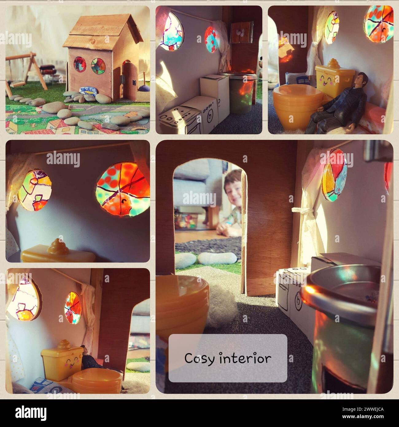 Fotografia di un intimo interno creato da Arthur for the Arts Award 2021, che mostra mobili, arredi e illuminazione disposti per creare un'atmosfera confortevole. Foto Stock