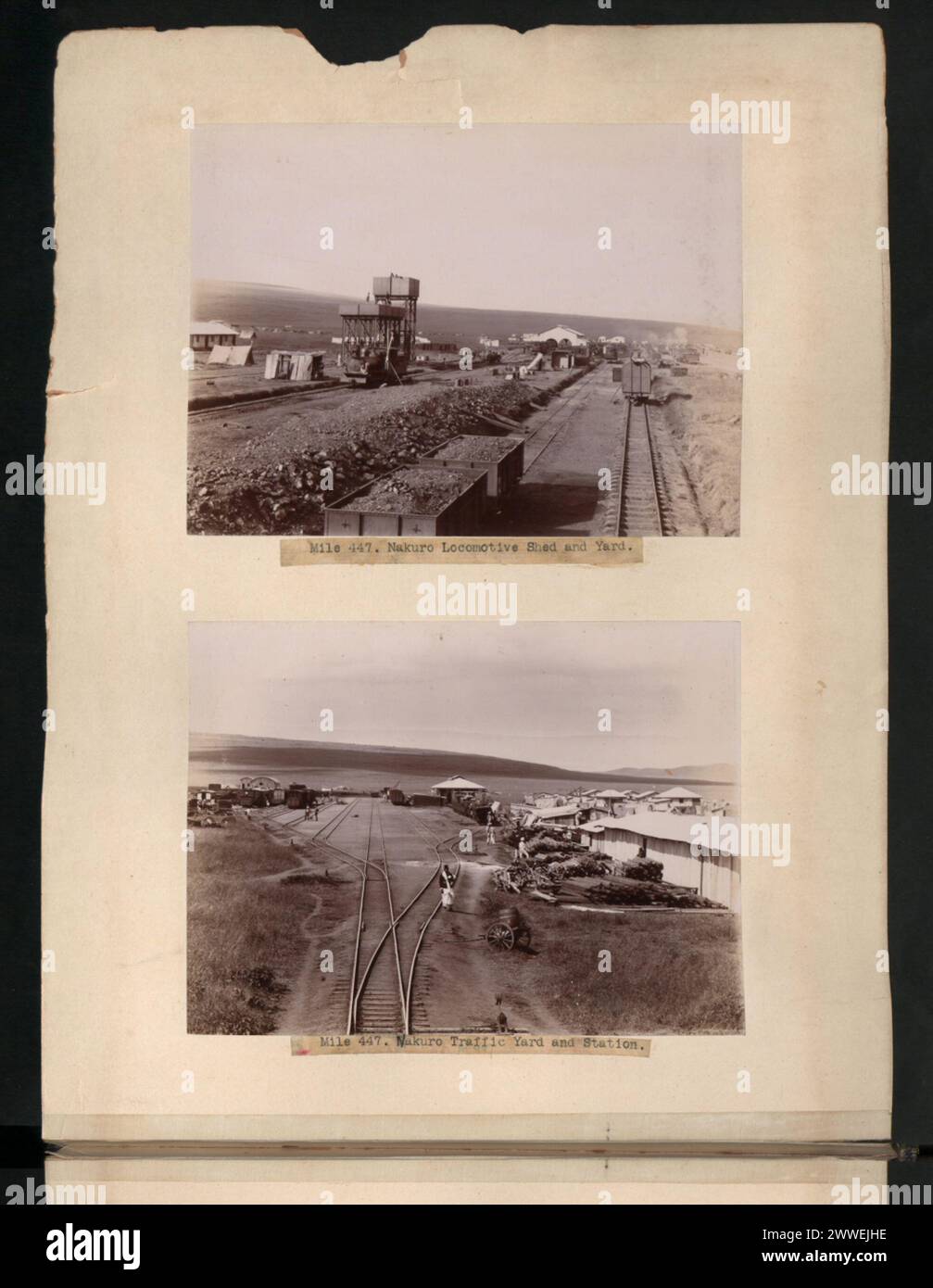 Nakuro Locomotive Shed e Traffic Yard al miglio 447 forniscono servizi di manutenzione, operativi e di stazione lungo la Uganda Railway a Nakuro. Foto Stock