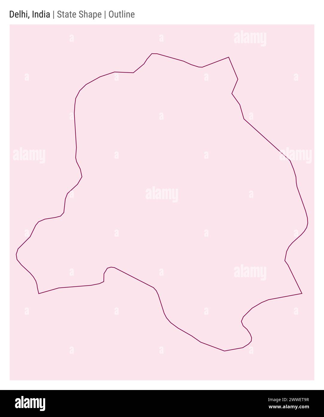 Delhi, India. Semplice mappa vettoriale. Stato forma. Stile contorno. Confine di Delhi. Illustrazione vettoriale. Illustrazione Vettoriale