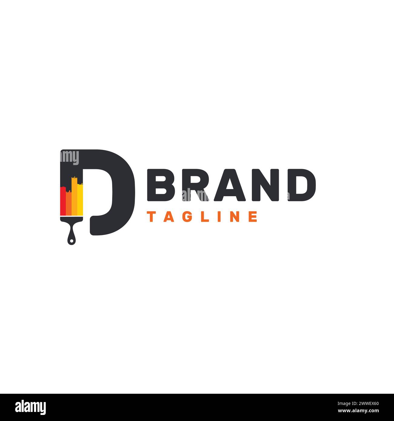 Logo Letter D con pennello - alfabeto D con disegno del logo del pennello Illustrazione Vettoriale