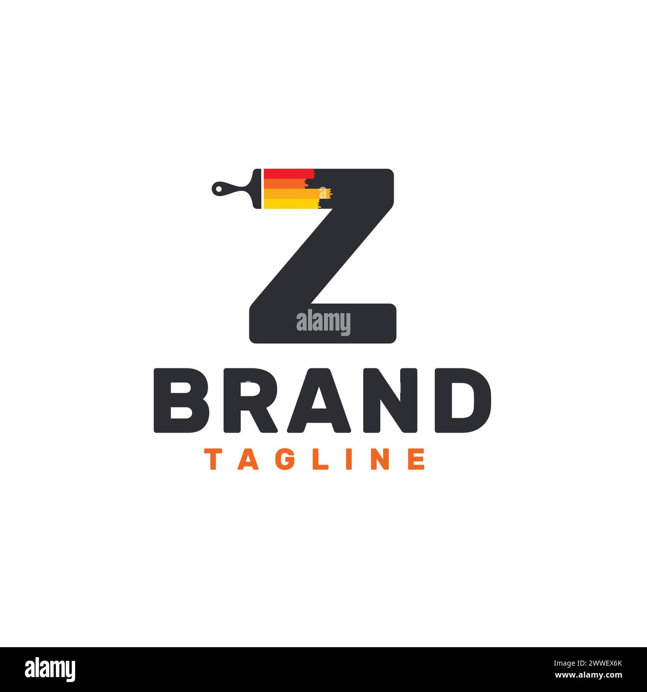 Logo Letter Z con pennello. Alfabeto Z con disegno del logo del pennello. Design del logo creativo Z Painting. Illustrazione Vettoriale