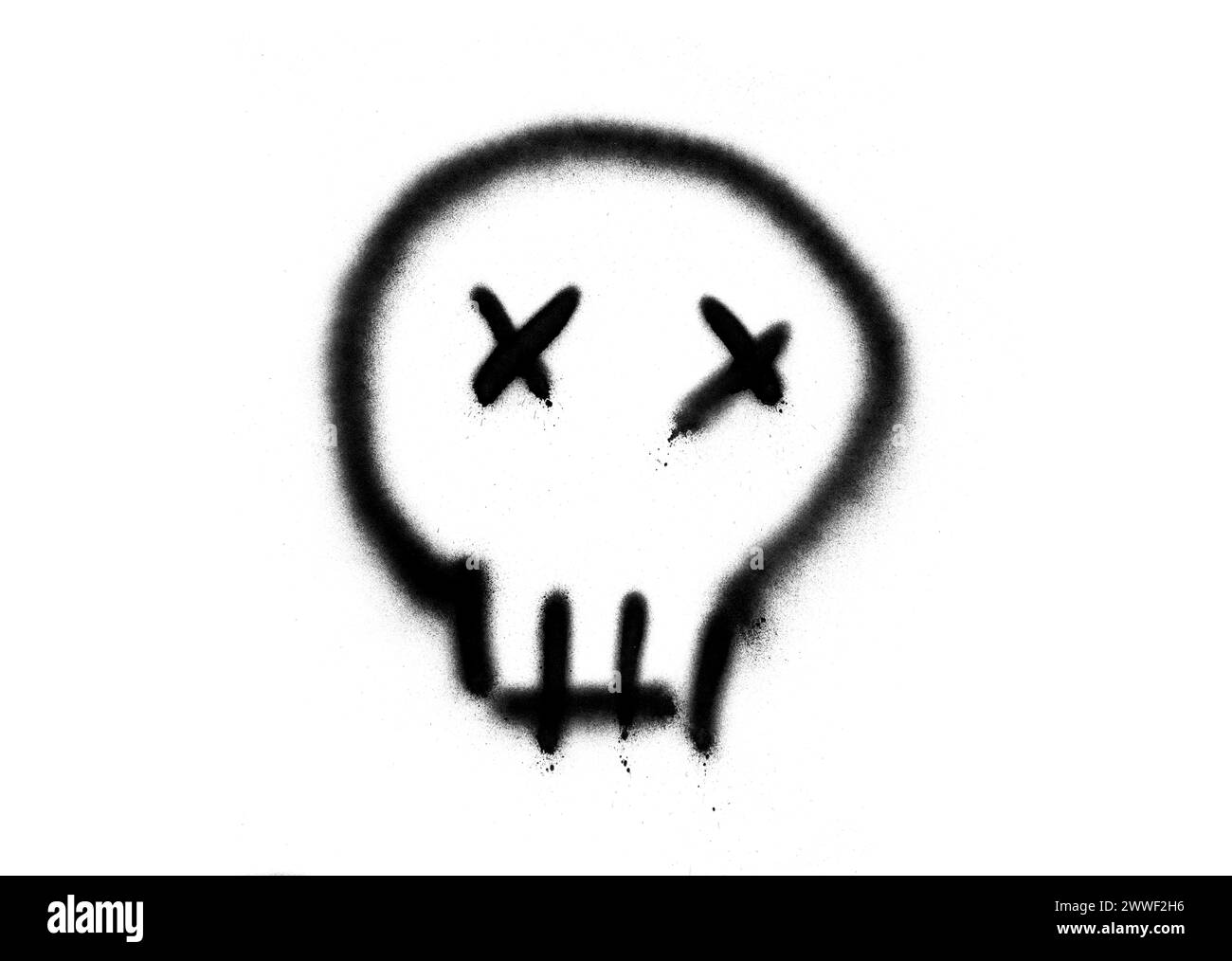 Illustrazione della vernice a spruzzo. Teschio morto in stile graffiti. Foto Stock