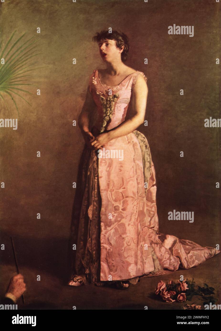 "The Concert Singer" di Thomas Eakins (circa 1890-1892): Tenuto al Philadelphia Museum of Art, questo dipinto ritrae WEDA Cook, una celebre cantante dell'epoca, nell'atto di esibirsi, enfatizzando la concentrazione e l'intensità emotiva della sua arte. "The Concert Singer" è celebrato per il suo realismo dettagliato e la profondità della caratterizzazione, riflettendo il contributo di Eakins alla ritrattistica americana e la sua esplorazione del rapporto tra arte e musica. Foto Stock