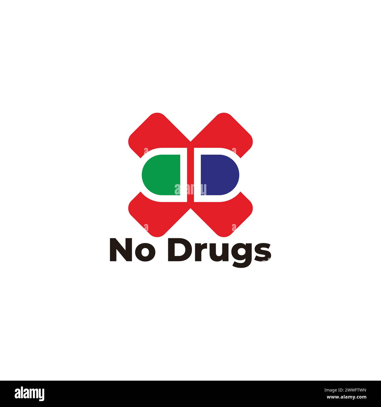 nessun farmaco colorato semplice simbolo geometrico del logo vettoriale Illustrazione Vettoriale