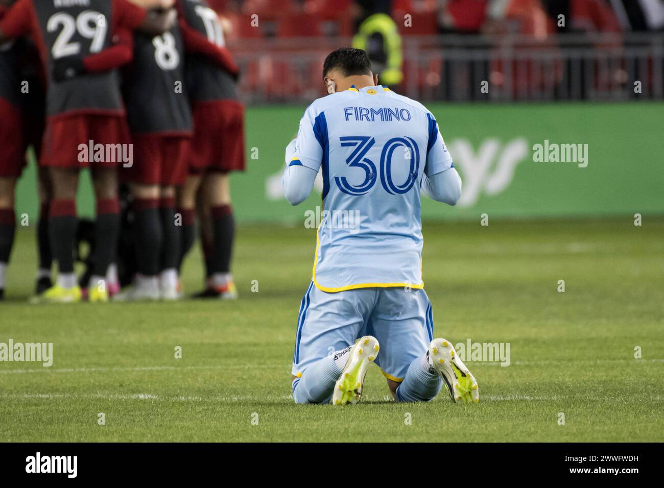 Toronto, Ontario, Canada. 23 marzo 2024. Elio Nicolas de Araujo Firmino #30 in azione durante la partita MLS tra Toronto FC e Atlanta United al BMO Field di Toronto. Il gioco si è concluso nel 2-0 (Credit Image: © Angel Marchini/ZUMA Press Wire) SOLO PER USO EDITORIALE! Non per USO commerciale! Crediti: ZUMA Press, Inc./Alamy Live News Foto Stock