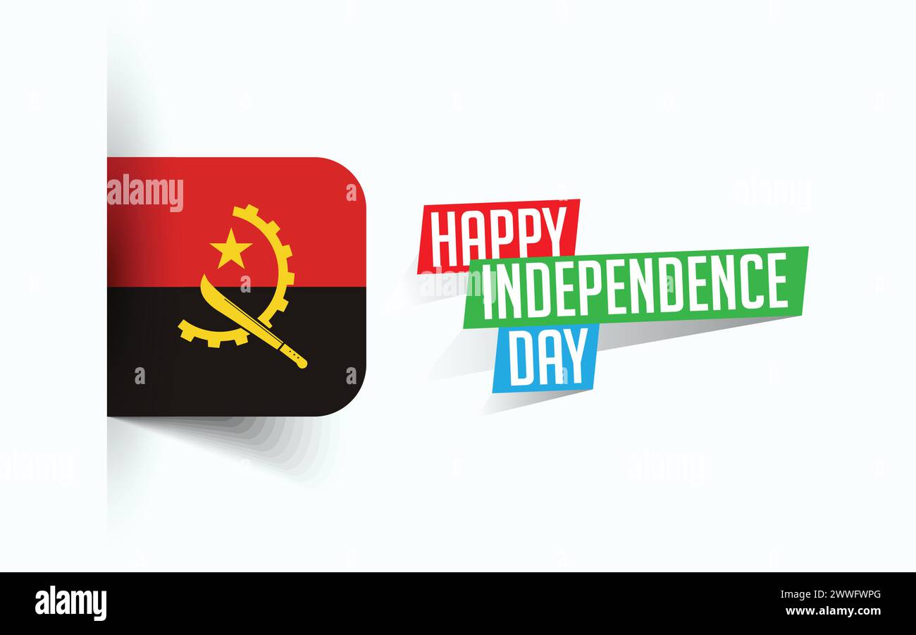 Felice giorno dell'indipendenza dell'Angola illustrazione vettoriale, poster della giornata nazionale, design del modello di saluto, file sorgente EPS Illustrazione Vettoriale