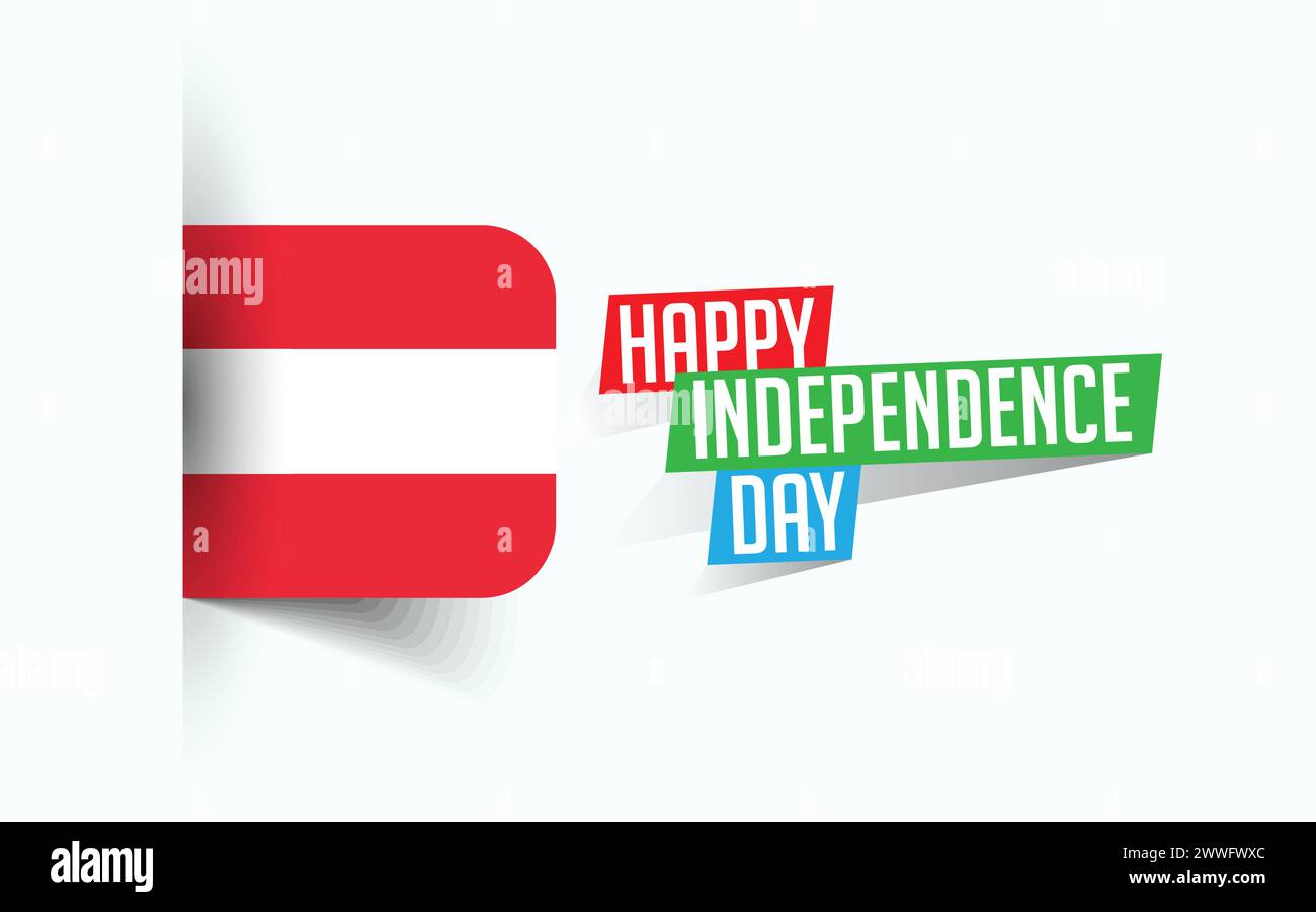 Happy Independence Day of Austria illustrazione vettoriale, poster della giornata nazionale, design del modello di saluto, file sorgente EPS Illustrazione Vettoriale