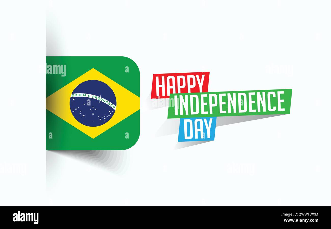 Happy Independence Day of Brazil illustrazione vettoriale, poster della giornata nazionale, design del modello di saluto, file sorgente EPS Illustrazione Vettoriale