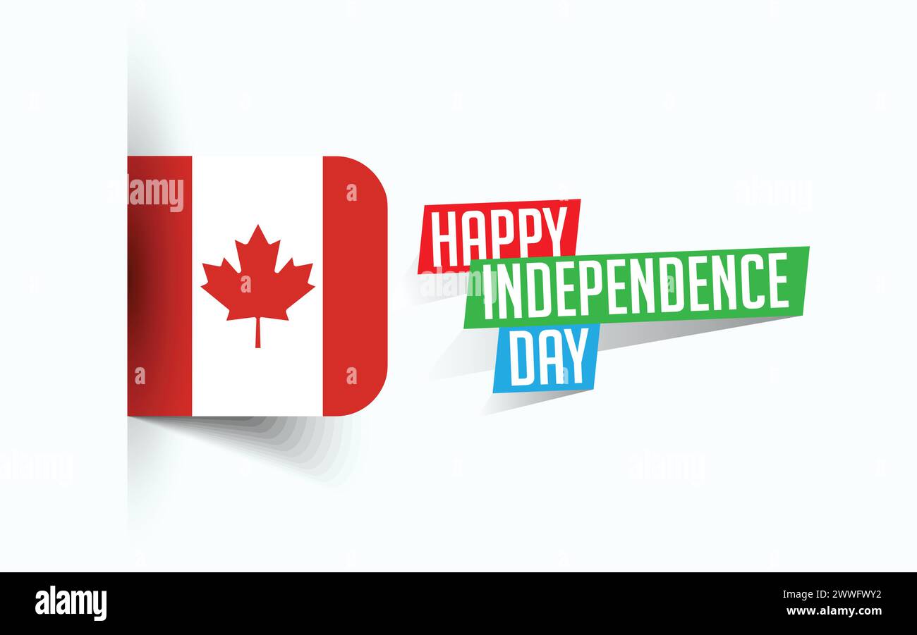 Happy Independence Day of Canada illustrazione vettoriale, poster della giornata nazionale, design del modello di saluto, file sorgente EPS Illustrazione Vettoriale