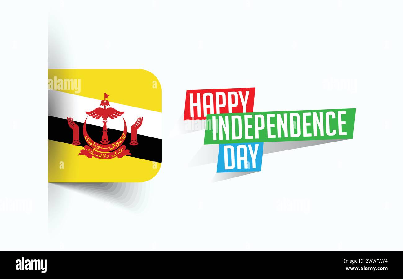 Happy Independence Day of Brunei illustrazione vettoriale, poster della giornata nazionale, design del modello di saluto, file sorgente EPS Illustrazione Vettoriale