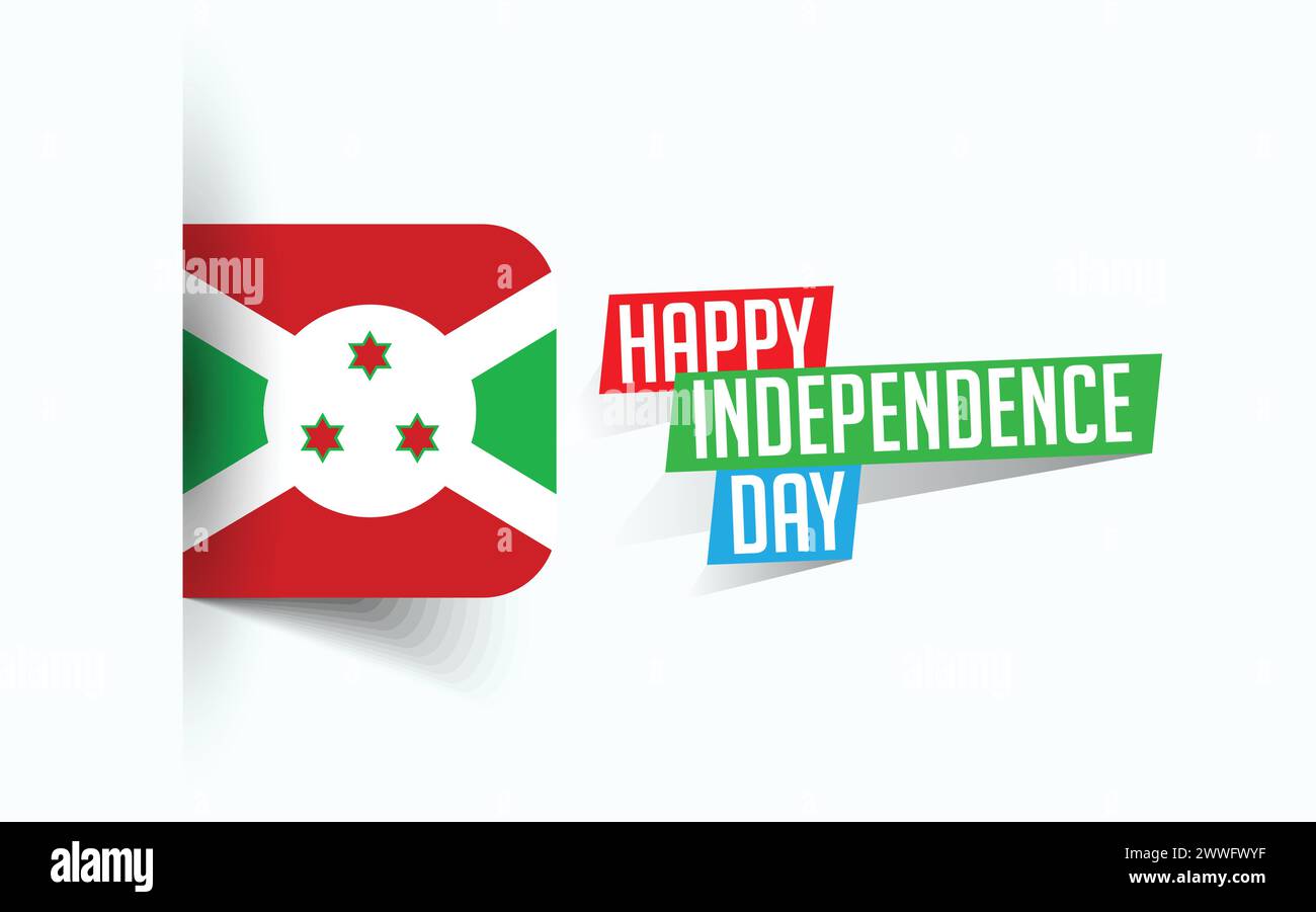 Happy Independence Day of Burundi illustrazione vettoriale, poster della giornata nazionale, design del modello di saluto, file sorgente EPS Illustrazione Vettoriale