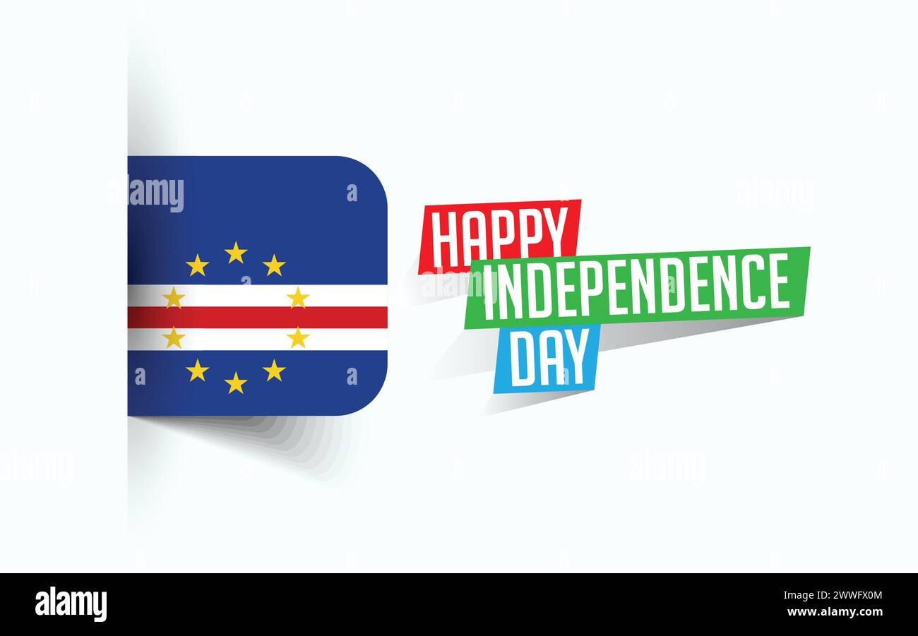 Happy Independence Day of Cape Verde illustrazione vettoriale, poster della giornata nazionale, design del modello di saluto, file sorgente EPS Illustrazione Vettoriale