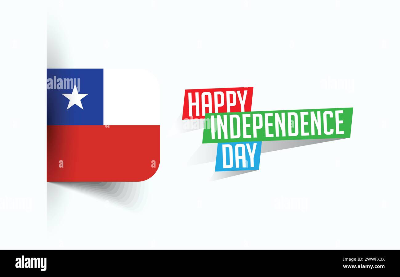 Felice giorno dell'indipendenza del Cile illustrazione vettoriale, poster della giornata nazionale, design del modello di saluto, file sorgente EPS Illustrazione Vettoriale