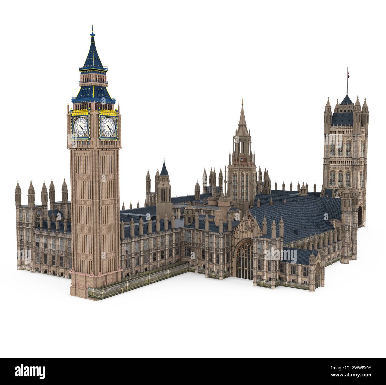 Le case del Parlamento e il Big Ben isolati Foto Stock