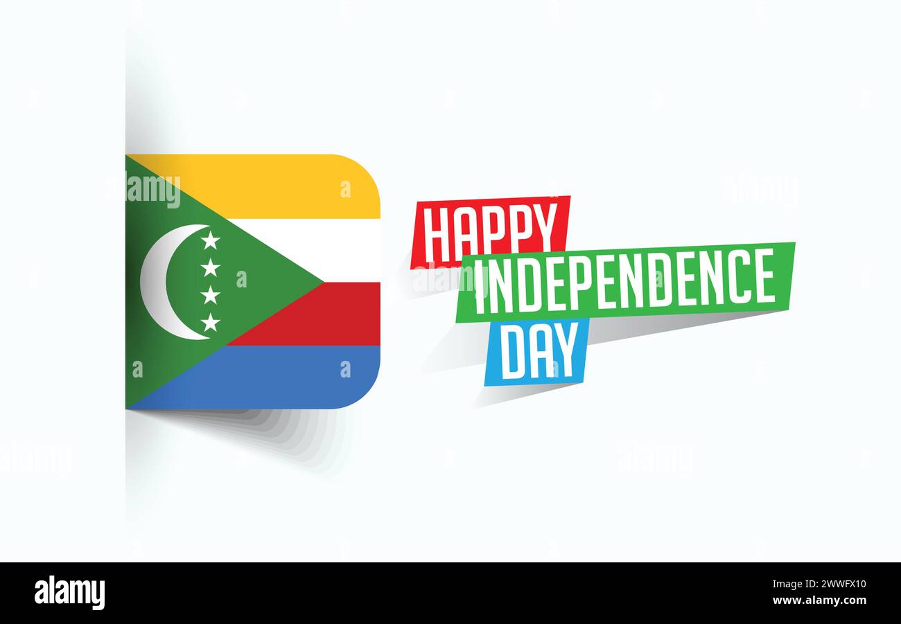 Illustrazione vettoriale del giorno dell'indipendenza delle Comore, poster della giornata nazionale, design del modello di saluto, file sorgente EPS Illustrazione Vettoriale