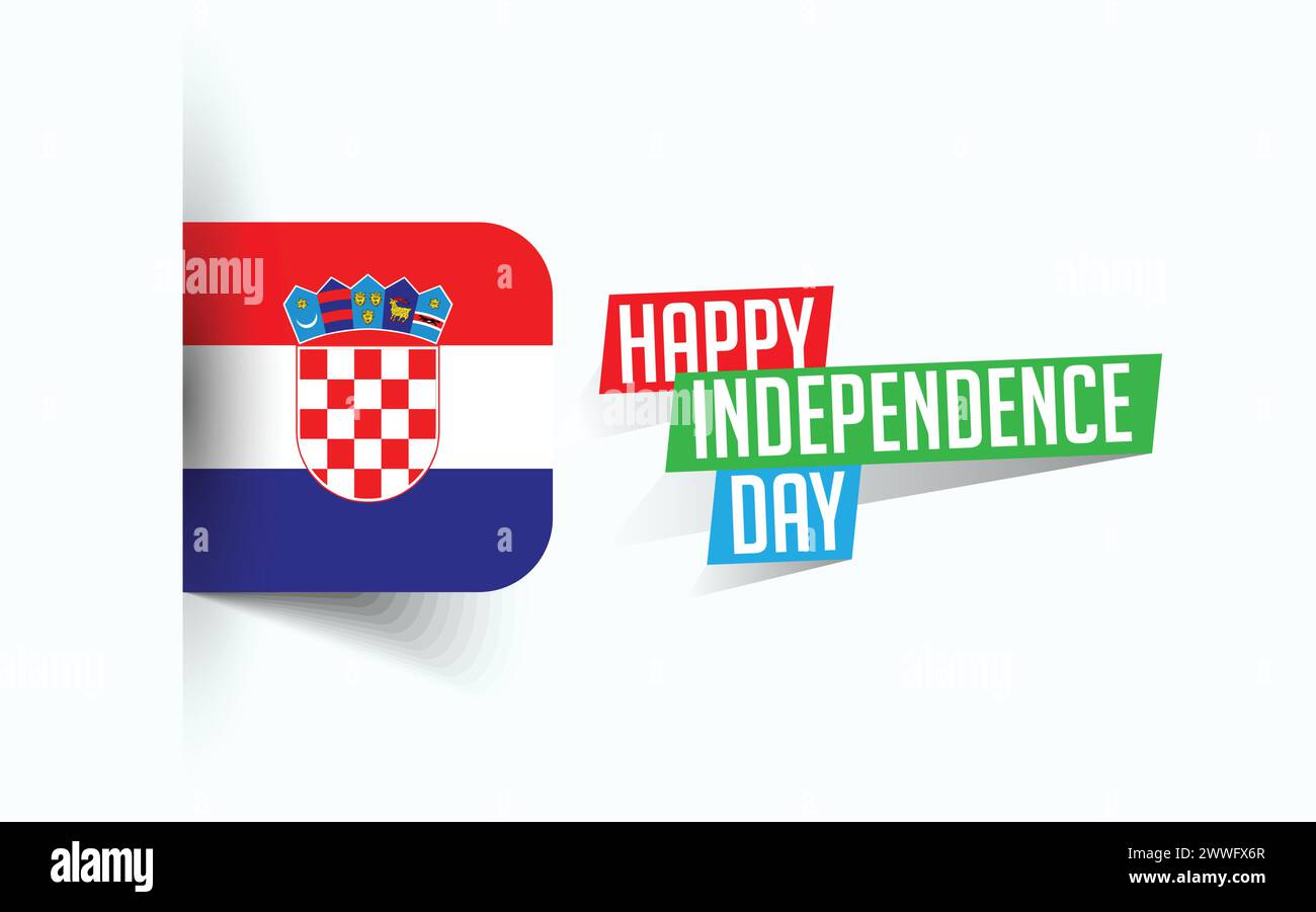 Felice giorno dell'indipendenza della Croazia illustrazione vettoriale, poster della giornata nazionale, design del modello di saluto, file sorgente EPS Illustrazione Vettoriale