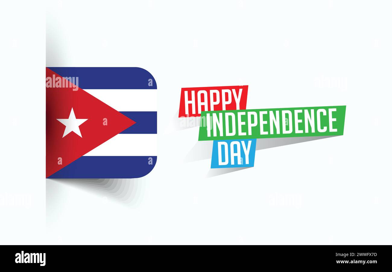 Happy Independence Day of Cuba illustrazione vettoriale, poster della giornata nazionale, design del modello di saluto, file sorgente EPS Illustrazione Vettoriale