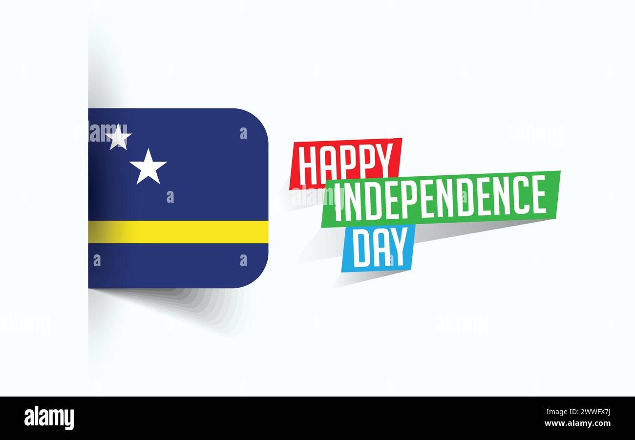 Happy Independence Day of Curacao illustrazione vettoriale, poster della giornata nazionale, design del modello di saluto, file sorgente EPS Illustrazione Vettoriale