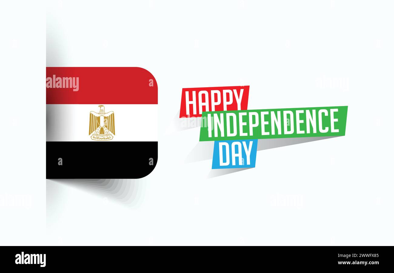 Happy Independence Day of Egypt illustrazione vettoriale, poster della giornata nazionale, design del modello di saluto, file sorgente EPS Illustrazione Vettoriale