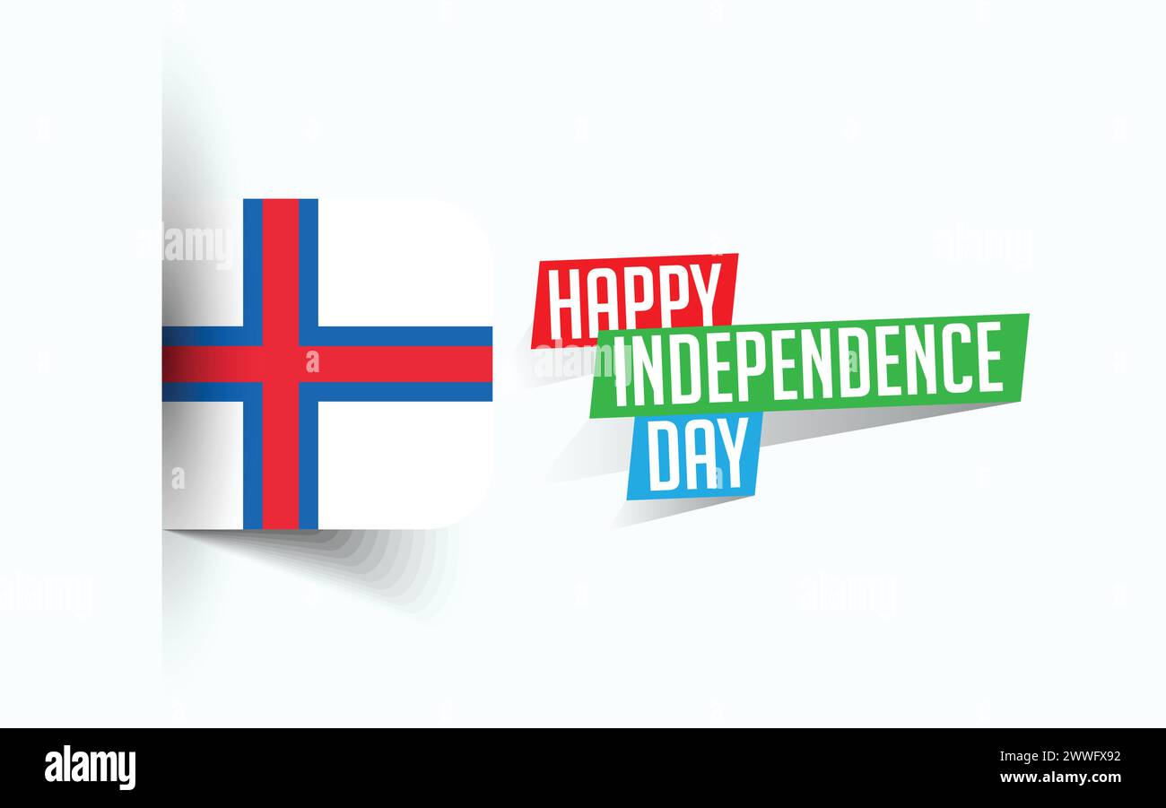 Happy Independence Day of Faroe Islands illustrazione vettoriale, poster della giornata nazionale, design del modello di saluto, file sorgente EPS Illustrazione Vettoriale