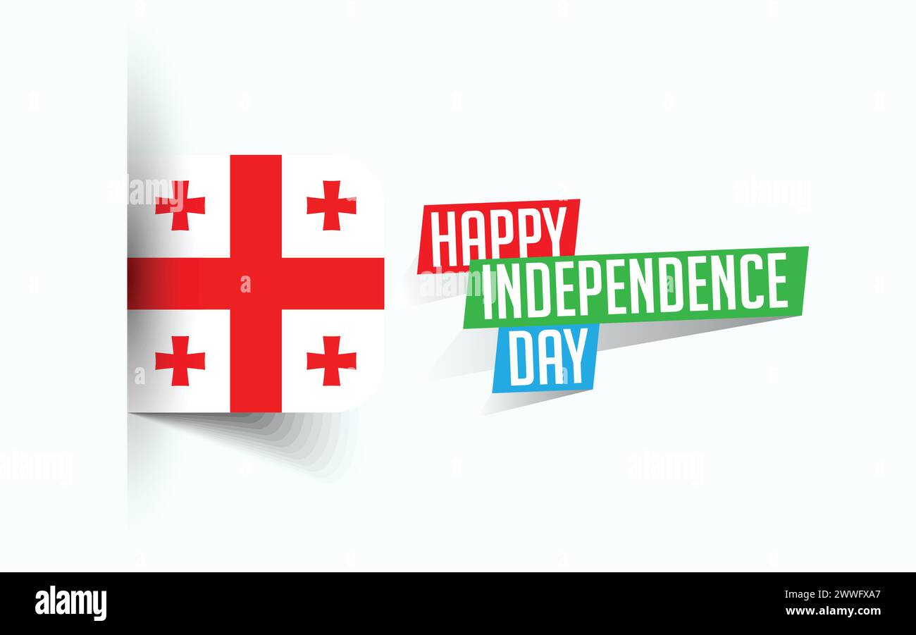 Happy Independence Day of Georgia illustrazione vettoriale, poster della giornata nazionale, design del modello di saluto, file sorgente EPS Illustrazione Vettoriale