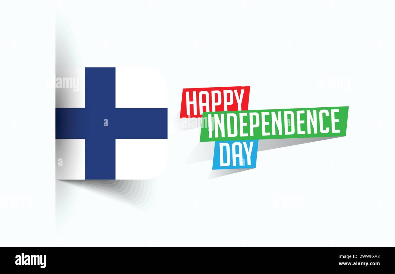 Happy Independence Day of Finland illustrazione vettoriale, poster della giornata nazionale, design del modello di saluto, file sorgente EPS Illustrazione Vettoriale