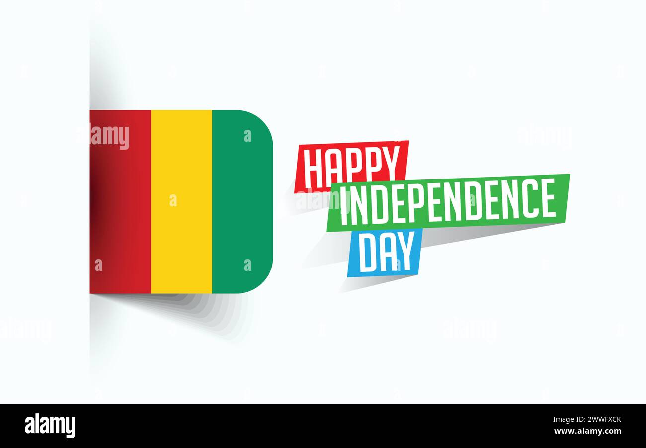 Happy Independence Day of Guinea illustrazione vettoriale, poster della giornata nazionale, design del modello di saluto, file sorgente EPS Illustrazione Vettoriale