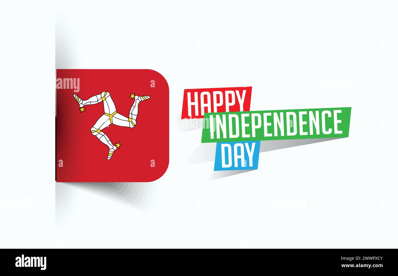 Happy Independence Day of Isle of Man illustrazione vettoriale, poster della giornata nazionale, design del modello di saluto, file sorgente EPS Illustrazione Vettoriale
