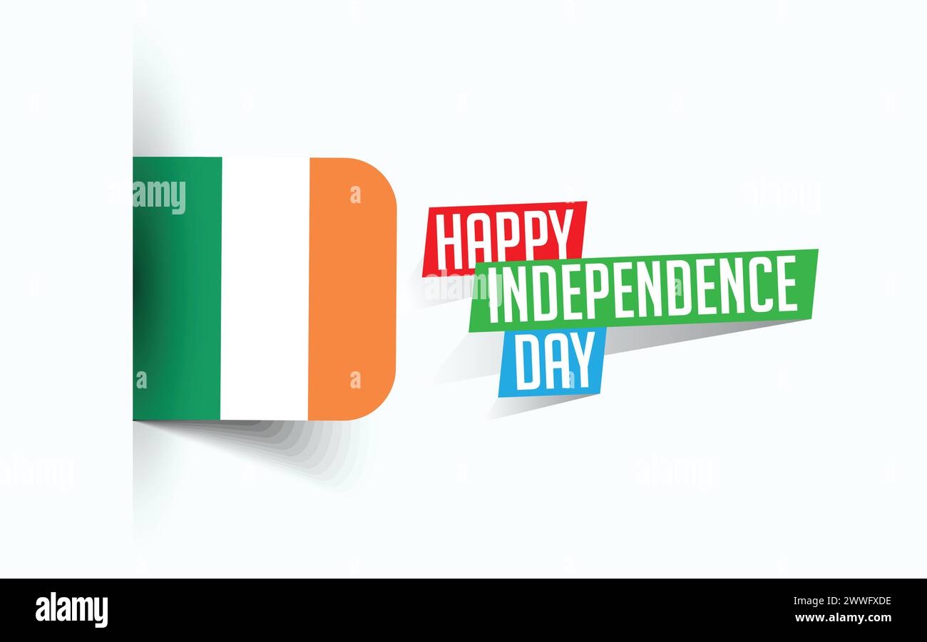 Happy Independence Day of Ireland illustrazione vettoriale, poster della giornata nazionale, design del modello di saluto, file sorgente EPS Illustrazione Vettoriale