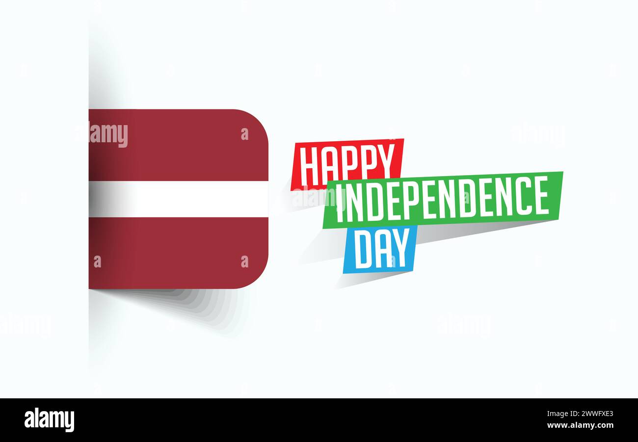 Felice giorno dell'indipendenza della Lettonia illustrazione vettoriale, poster della giornata nazionale, design del modello di saluto, file sorgente EPS Illustrazione Vettoriale