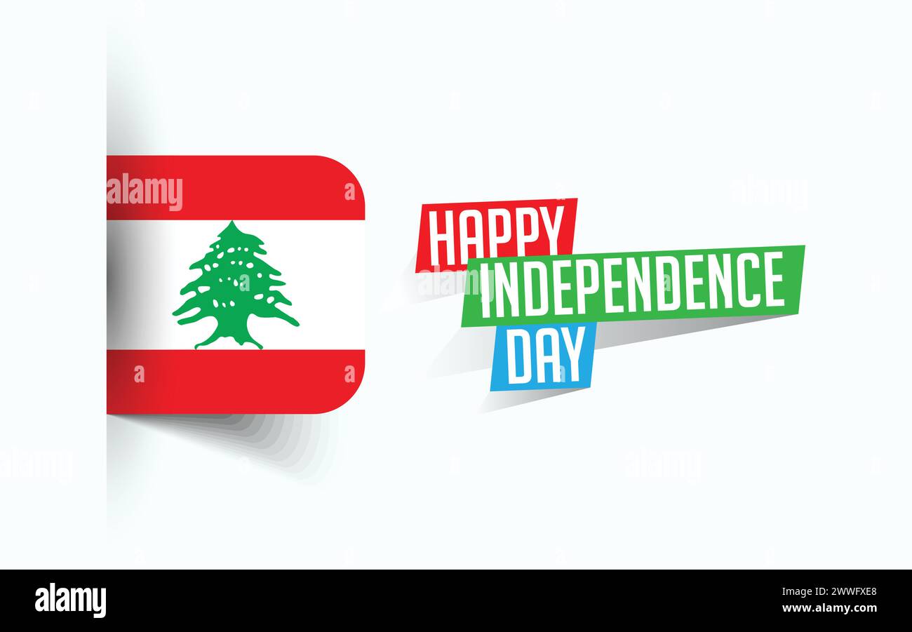 Happy Independence Day of Lebanon illustrazione vettoriale, poster della giornata nazionale, design del modello di saluto, file sorgente EPS Illustrazione Vettoriale