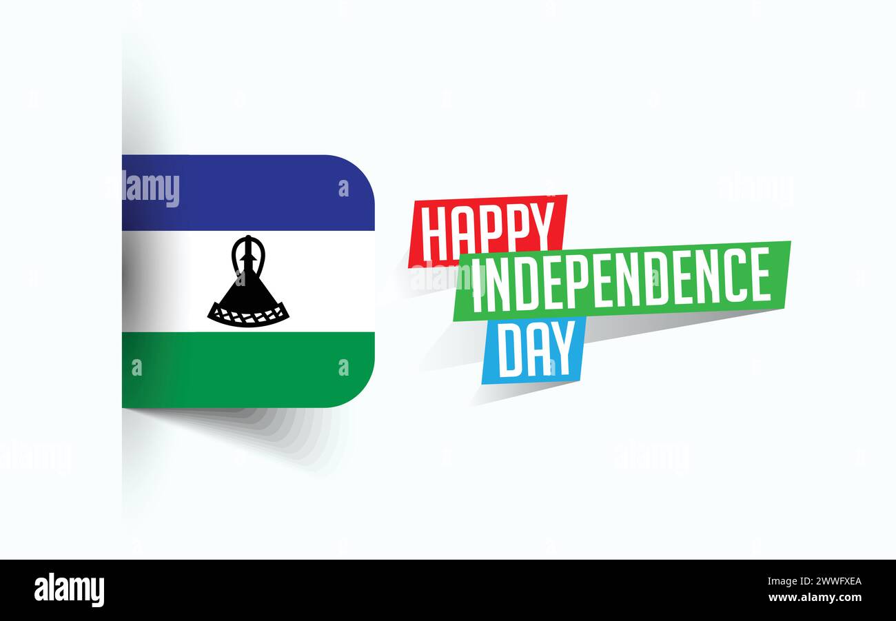 Happy Independence Day of Lesotho illustrazione vettoriale, poster della giornata nazionale, design del modello di saluto, file sorgente EPS Illustrazione Vettoriale