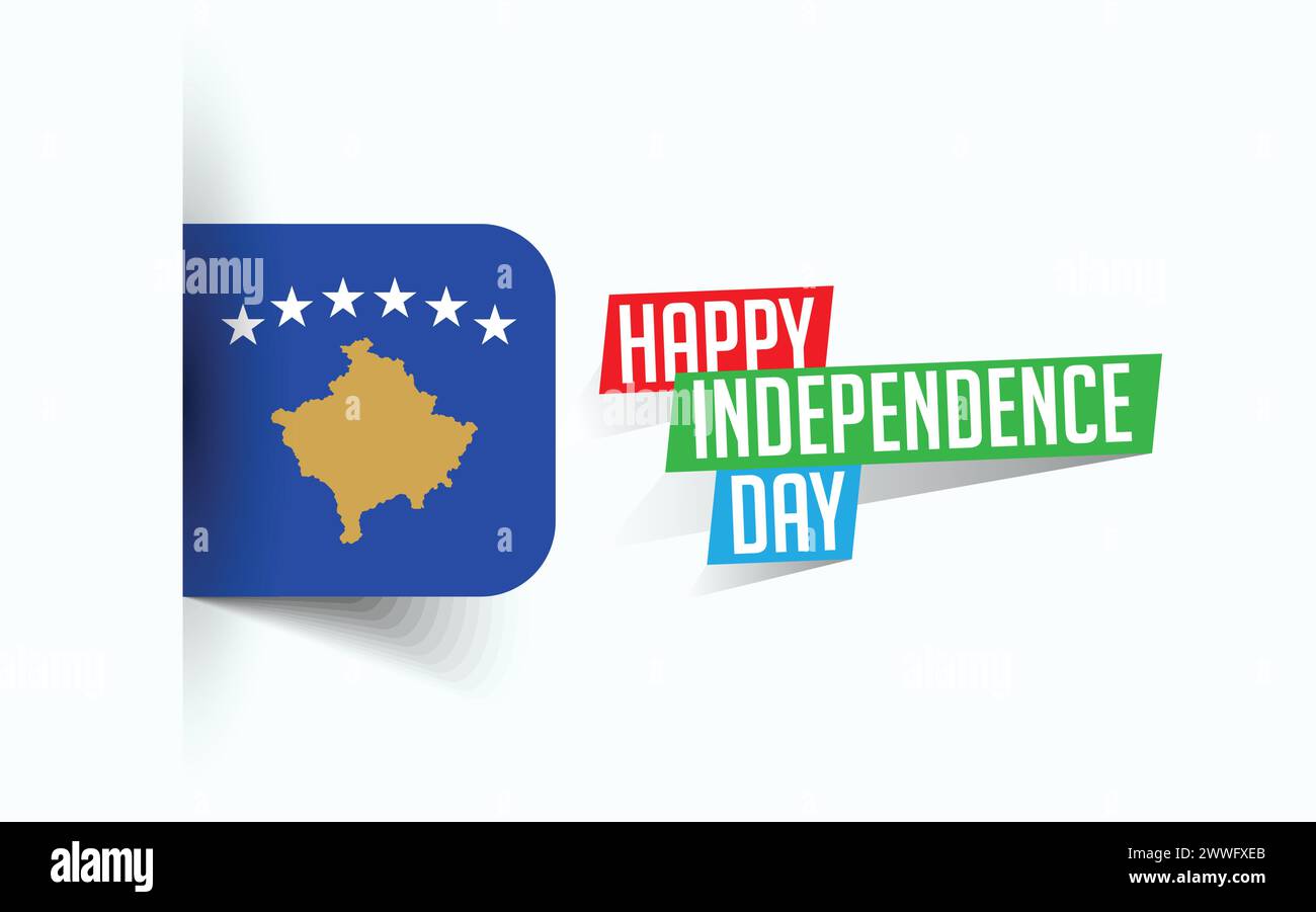 Happy Independence Day of Kosovo illustrazione vettoriale, poster della giornata nazionale, design del modello di saluto, file sorgente EPS Illustrazione Vettoriale