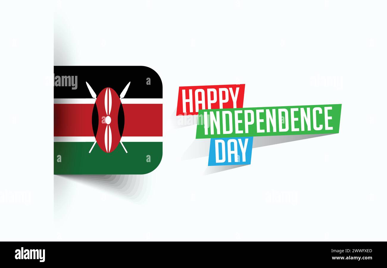 Happy Independence Day of Kenya illustrazione vettoriale, poster della giornata nazionale, design del modello di saluto, file sorgente EPS Illustrazione Vettoriale