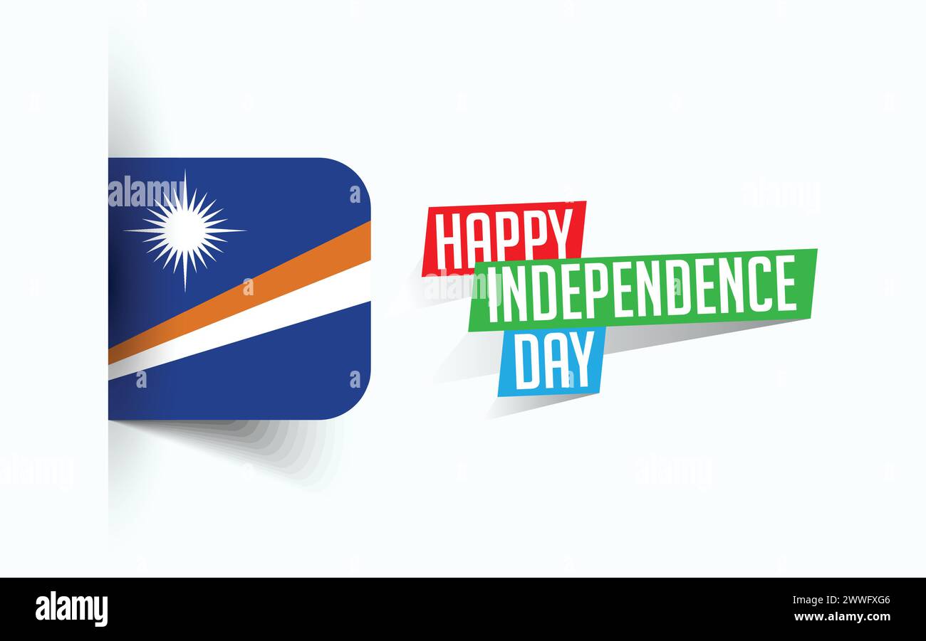 Happy Independence Day of Marshall Islands illustrazione vettoriale, poster della giornata nazionale, design del modello di saluto, file sorgente EPS Illustrazione Vettoriale