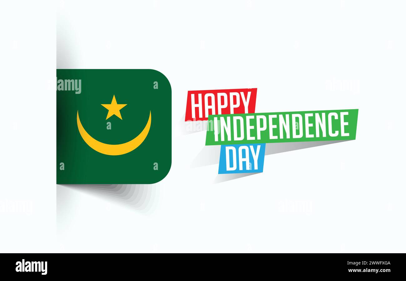 Felice giorno dell'indipendenza della Mauritania illustrazione vettoriale, poster nazionale, design modello di saluto, file sorgente EPS Illustrazione Vettoriale
