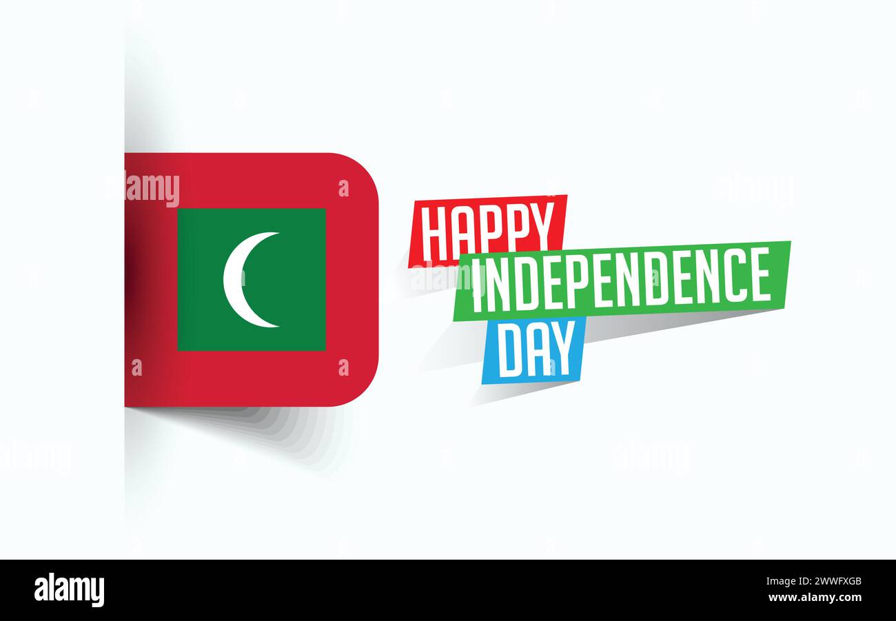 Happy Independence Day of Maldives illustrazione vettoriale, poster della giornata nazionale, design del modello di saluto, file sorgente EPS Illustrazione Vettoriale