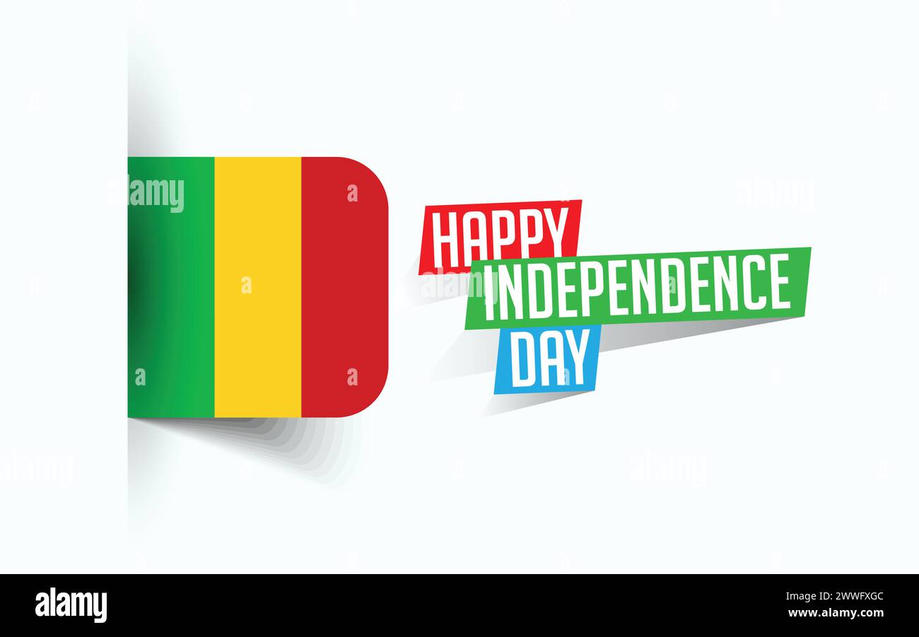 Felice Independence Day of Mali illustrazione vettoriale, poster della giornata nazionale, design del modello di saluto, file sorgente EPS Illustrazione Vettoriale