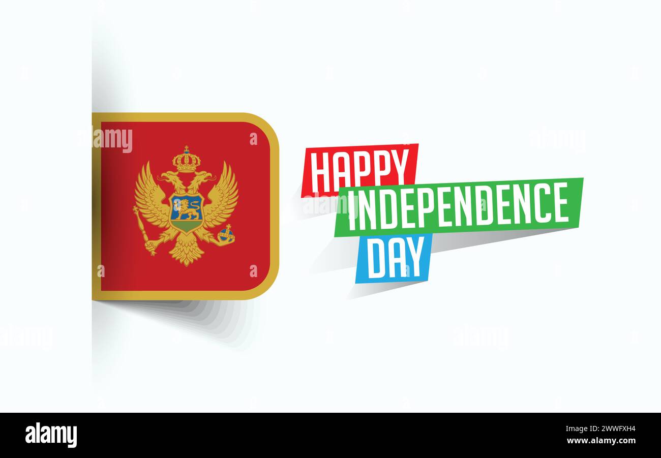 Happy Independence Day of Montenegro illustrazione vettoriale, poster della giornata nazionale, design del modello di saluto, file sorgente EPS Illustrazione Vettoriale