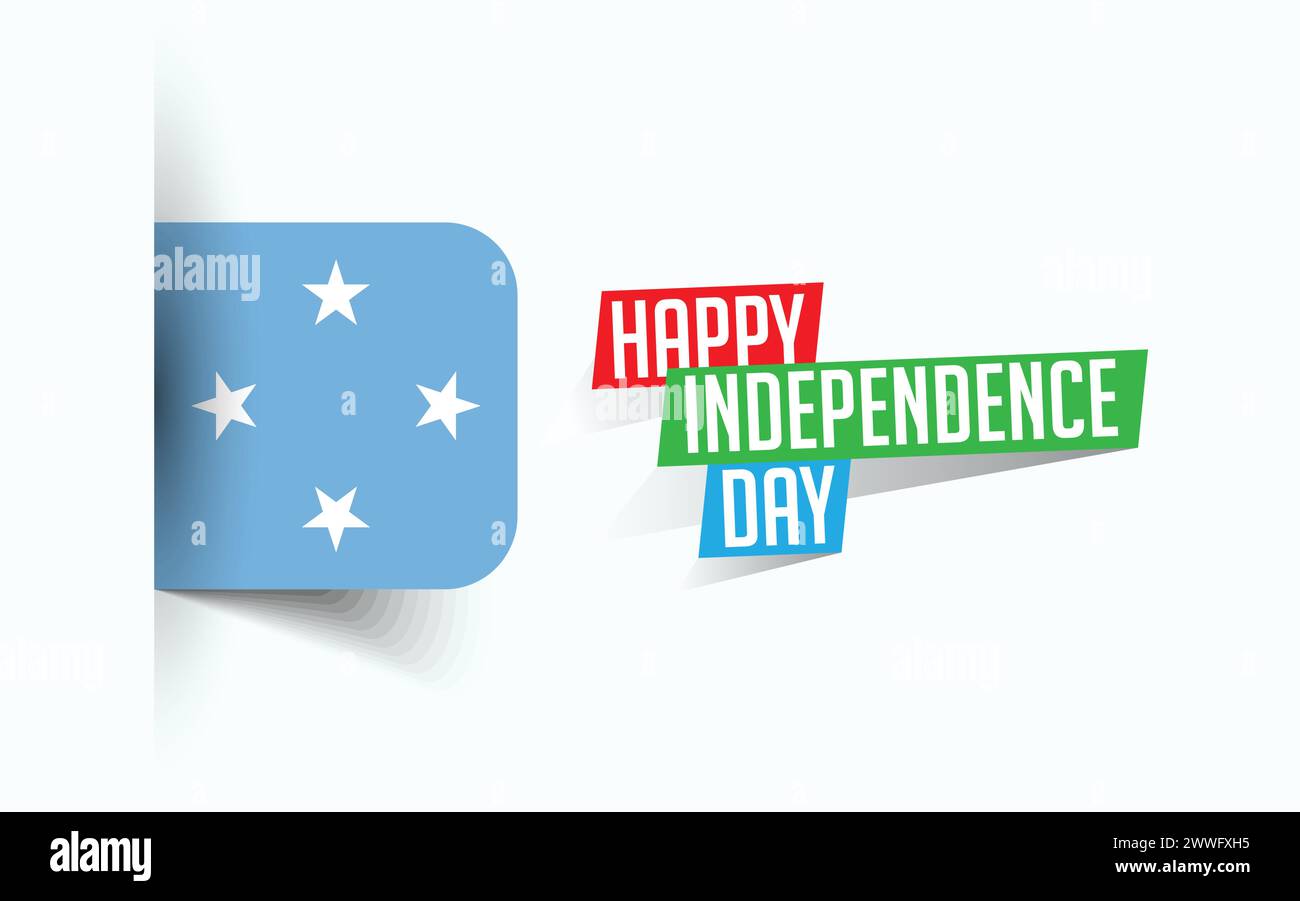 Happy Independence Day of Micronesia illustrazione vettoriale, poster della giornata nazionale, design del modello di saluto, file sorgente EPS Illustrazione Vettoriale