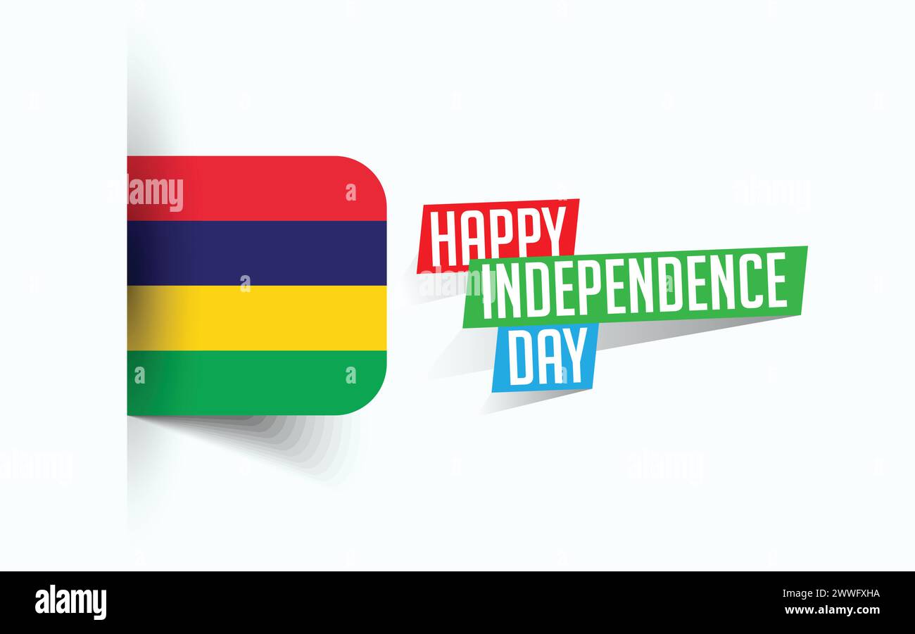 Happy Independence Day of Mauritius illustrazione vettoriale, poster della giornata nazionale, design del modello di saluto, file sorgente EPS Illustrazione Vettoriale