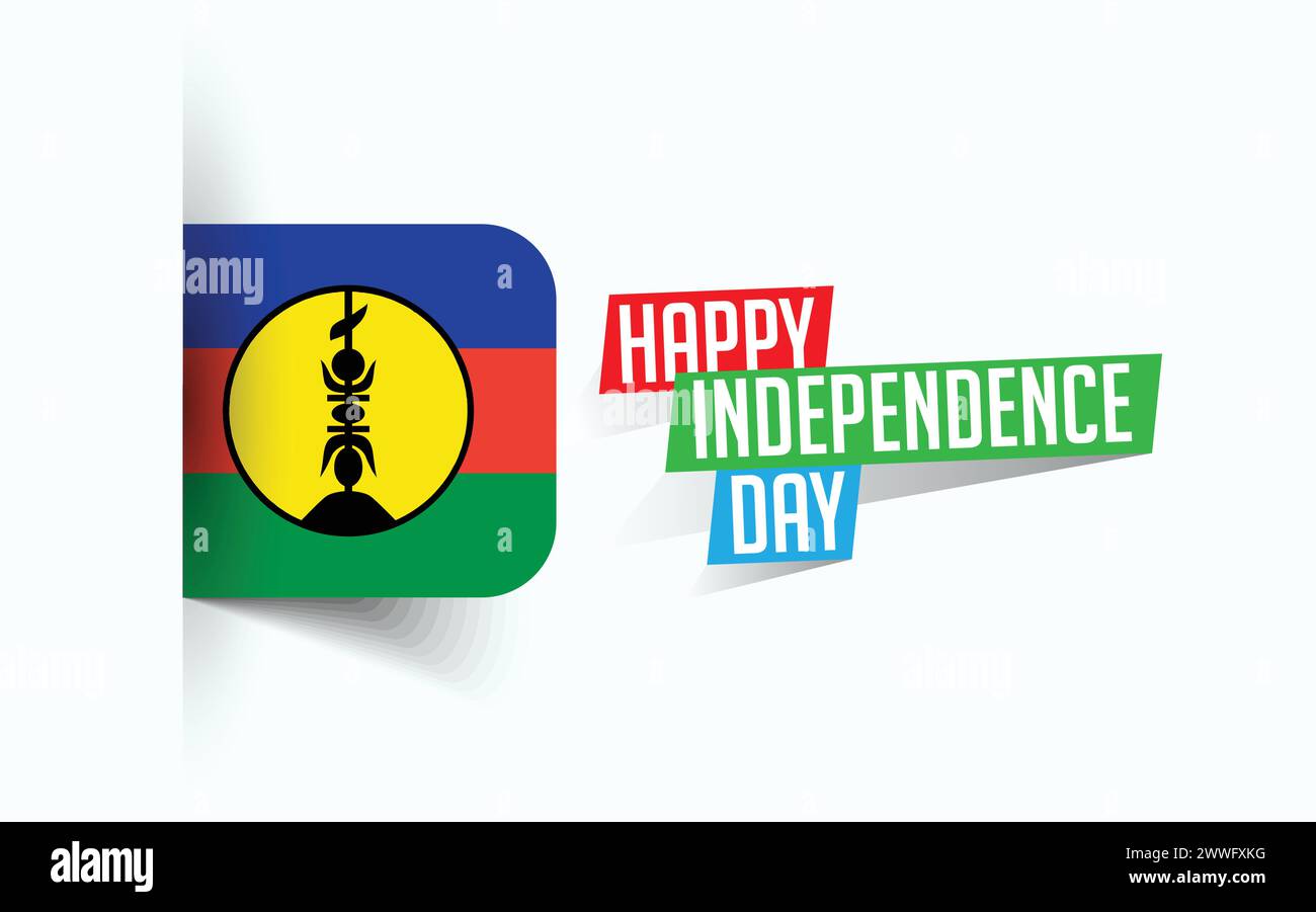 Happy Independence Day of New Caledonia illustrazione vettoriale, poster della giornata nazionale, design del modello di saluto, file sorgente EPS Illustrazione Vettoriale