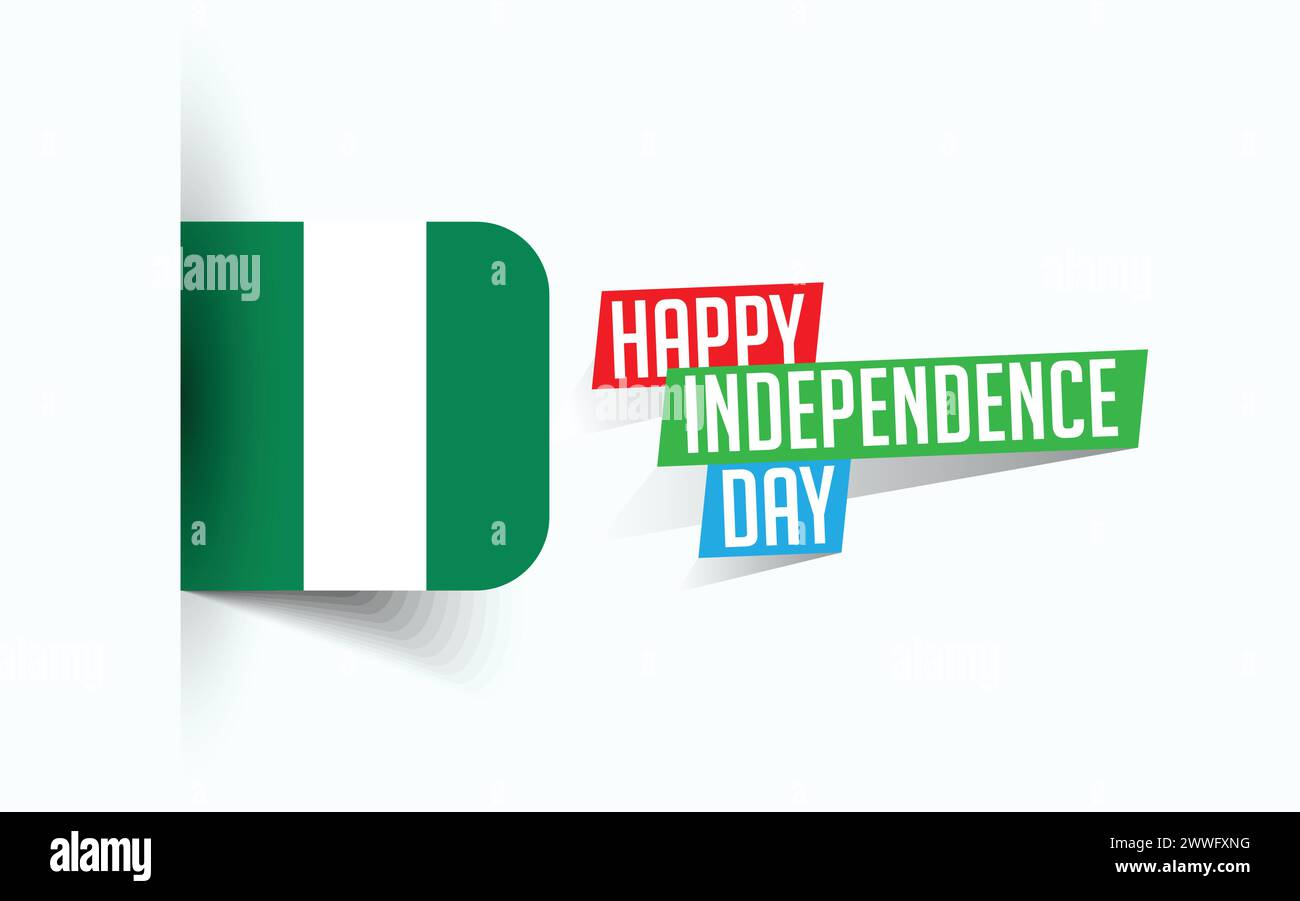 Happy Independence Day of Nigeria illustrazione vettoriale, poster della giornata nazionale, design del modello di saluto, file sorgente EPS Illustrazione Vettoriale